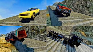 Cars vs Stairs 4 ➤ BeamNG Drive 🚗 realistic crashes amp crash test [upl. by Retsehc]