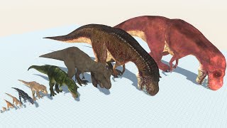 ALL TREX of Evolution VS All Dinosaurs Giant Tyrannosaur vs Triceratops [upl. by Hauhsoj]