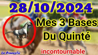 Pronostics PMU Mes 3 bases incontournable LUNDI 28 OCTOBRE 2024 CHANTILLY [upl. by Submuloc706]