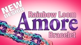 NEW Rainbow Loom Design  AMORE Bracelet [upl. by Gisele]