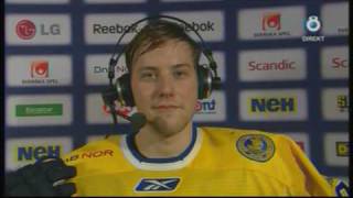 Linus Omark  Intervju efter straffmålet i träningsmatchen mellan Sverige  Schweiz 20090331 [upl. by Natsirhc]