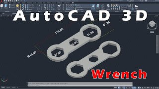 How to draw 3d wrench in AutoCAD AutoCAD 3D 3D Modeling Autodesk AutoCAD tutorial Sketches [upl. by Cart580]