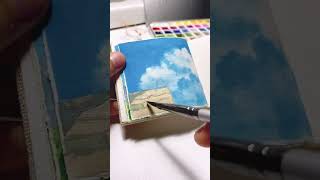 Ghibli scene gouache painting  Tiny Sketchbook Painting 📚 yuukicloud shorts [upl. by Ylram]