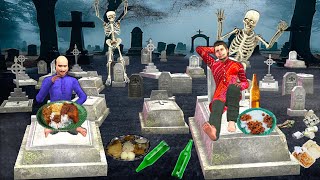 Overnight Stay in Graveyard Survival Eating Challenge Hindi Kahani Hindi Moral Stories Comedy Video [upl. by Ardnaeel]