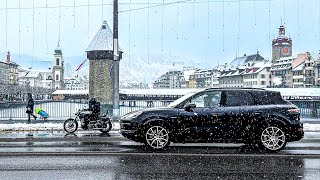 A snowy day in Lucerne Switzerland 🇨🇭 Winter 4K ❄️ [upl. by Oilenroc]