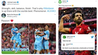 Footballers React to Mohammed Salah Scoring A Screamer in Liverpool vs Man City 22 Thiller [upl. by Euqinobe860]