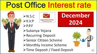 Post Office December 2024 Interest Rate  Latest Interest Rate Post Office Fixed Deposite [upl. by Aihsened]