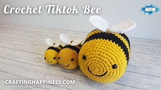 Tiktok Bee Free Crochet Pattern  Crafting Happiness [upl. by Adnovad]