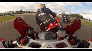 Ducati 1199 Panigale onboard vs aprilia RSV4 Near crash Mettet [upl. by Aneehsat663]