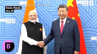 Indias Modi Chinas Xi Hold First Talks in Two Years After Border Deal [upl. by Aknahs]