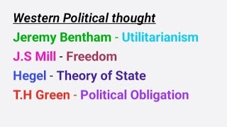 Western Political thought  Jeremy Bentham JS Mill  Hegel TH Green Political science Hons yt [upl. by Ailic]