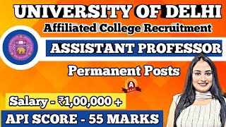 University Of Delhi Affiliated College Assistant Professor Vacancy 2024 [upl. by Nino]