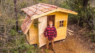 START TO FINISH  Building a Simple Cabin in Off Grid Bush While Im Building the Main Log Cabin [upl. by Htebazileharas]