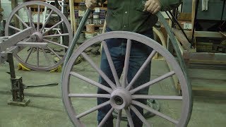 How Do Rubber Tires go on Carriage amp Wagon Wheels  Wheelwright Trade [upl. by Ilujna]