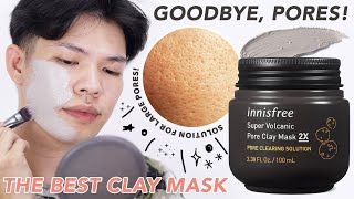 EASY AND EFFECTIVE WAY TO MINIMIZE LARGE PORES Innisfree Volcanic Pore Clay Mask 2x [upl. by Noleta399]