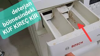 ÇAMAŞIR makinesi çekmecesindeki KÜF KİREÇ kir etkili şekilde nasıl temizlenir⁉️deterjan bölmesi [upl. by Ahtekal484]