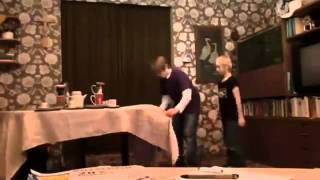 Sven and Michel Epic Tablecloth Magic Trick Fail [upl. by Minica]