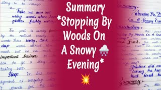 9th class Summary Stopping By Woods On A Snowy 🌨️ Evening with quotations [upl. by Leumel]