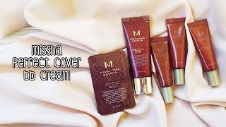 İnceleme  Missha Perfect Cover BB Cream  5 Rengin Swatchları [upl. by Avron]