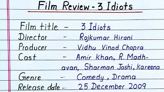 Film review 3 Idiots  Film review writing on 3 Idiots  Movie review writing in english [upl. by Jaycee]