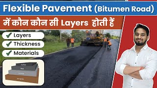 Flexible Pavement Bitumen Road में कौनकौन सी Layer होती हैं  Types of Layer in Bitumen Road [upl. by Anidem]