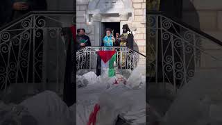 Orthodox Christians procession for victims of St Porphyrius church bombing in Gaza [upl. by Nadaba873]