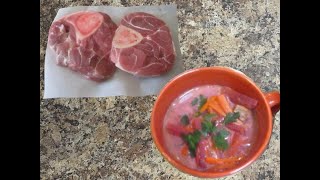 Veal Shank Osso Bucco Sour Soup Made From Scratch W Shallots Carrots Beets amp Lemon Juice [upl. by Brendon]