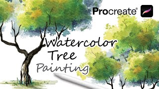 Watercolor Tree in Procreate [upl. by Modestine]