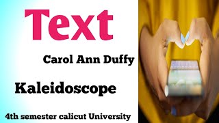 Text by carol Ann Duffy poem Analysis In Malayalam Kaleidoscope 4th semester Calicut University [upl. by Alyn]