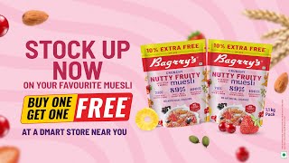 Bagrrys Nutty Fruity Muesli 11Kg Packs on BOGO for DMart Stores [upl. by Elsinore]