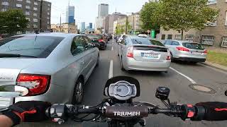 4K zoomh1n Visiting the barber D Scrambler 1200 XC Daily commute City ride RAW sound POV [upl. by Matthieu]