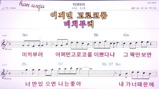 💖미쳐부러전기호 👍MR노래방 악보 코드Karaoke With Sheet Music [upl. by Hael]