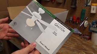 NIB 42quot Hampton Bay Grayton Ceiling Fan Odd Model  Initial Checkout [upl. by Rasure]