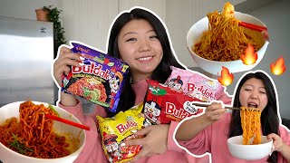 KOREAN RAMEN HAUL Trying Every Samyang Buldak Noodle Flavor 🔥 mukbang amp cooking [upl. by Carine]