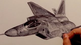 Drawing F22 Raptor Fighter Aircraft with Ballpoint Pen [upl. by Aivuy]