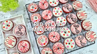 Red Velvet Mini Donut Recipe for Valentines Day [upl. by Suehtomit13]