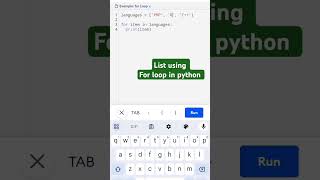 List using For loop in python ctutorialbynaziasohail [upl. by Maurie]