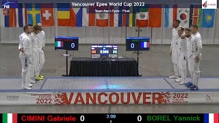 Vancouver 2022 Finale épée hommes seniors Italie France [upl. by Ylehsa]