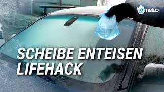 Autoscheibe enteisen ohne Eiskratzer Trick mit Gefrierbeutel und warmen Wasser im Test [upl. by Tisbe]