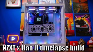 NZXT x Lian Li PC build montage timelapse Hydroshift LCD Edge PSU SL120 V2 fans and more [upl. by Esilrahc624]