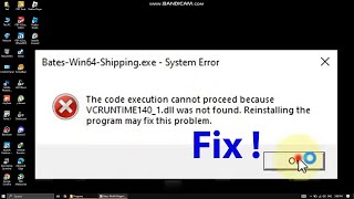 The code execution connot procces because vcruntime140dll was not found Fix [upl. by Petit]