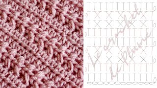 Point au crochet Demibrides dansantes 🌸 Tuto crochet facile 🧶 Idéal pull veste plaid 🧶 Diagramme [upl. by Ninnahc]