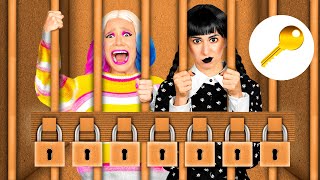 Box Fort Prison Escape with Wednesday Addams by BaRaDa Challenge [upl. by Ahsele]