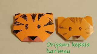 Cara membuat origami kepala harimau untuk anak Paud TK SD [upl. by Eiknarf]