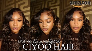 Amazon Wig Install  Review  26inch Ash Blonde Highlight Wig  ft CIYOO HAIR [upl. by Anjali]