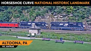 The World Famous Horseshoe CurveAltoona Pennsylvania USA  Virtual Railfan LIVE [upl. by Leo548]