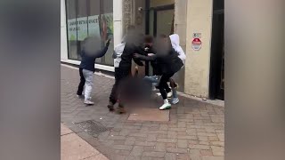 New video shows juveniles brutally attacking woman in Bostons Downtown Crossing [upl. by Araed]