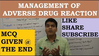 Management of adverse drug reactions  Pharmacovigilance Lecture  BPharm  MCQ on ADR [upl. by Annahvas]