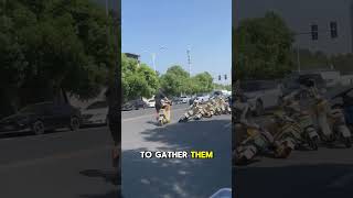 Moving Multiple Bikes with One Push😱 funny unique [upl. by Assetan]