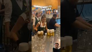 How amazing she holds all  beer waitress drink cheer shorts shortsfeed shortvideo remix [upl. by Mathis]